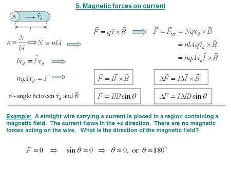 5. Magnetic forces on current