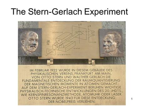 The Stern-Gerlach Experiment 1. The Stern-Gerlach Experiment (SGE) is performed in 1921, to see if electron has an intrinsic magnetic moment. A beam of.
