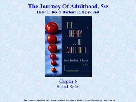 The Journey Of Adulthood, 5/e Helen L. Bee & Barbara R. Bjorklund Chapter 6 Social Roles The Journey of Adulthood 5/e by Bee & Bjorklund. Copyright © 2004.