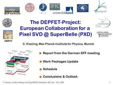 C. Kiesling, 1st Open Meeting of the SuperKEKB Collaboration, KEK, Dec.. 10-12, 20081 The DEPFET-Project: European Collaboration for a Pixel SuperBelle.