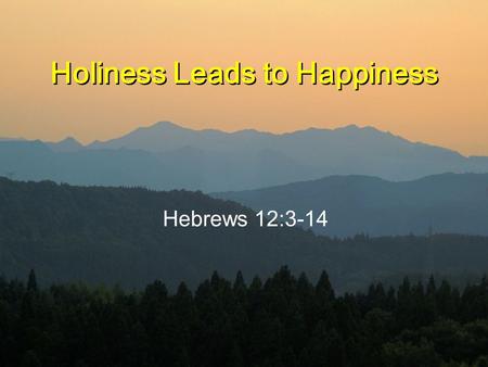 Holiness Leads to Happiness Hebrews 12:3-14. Hebrews 12:3-6 3 Consider him who endured such opposition from sinful men, so that you will not grow weary.