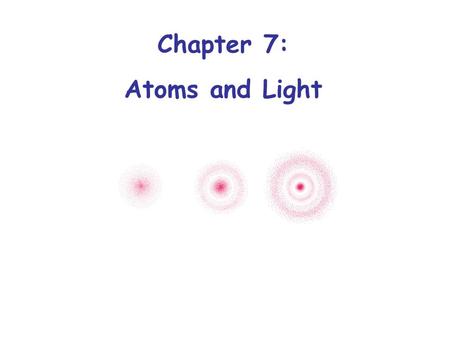 Chapter 7: Atoms and Light. Low ν High ν Electromagnetic Radiation.