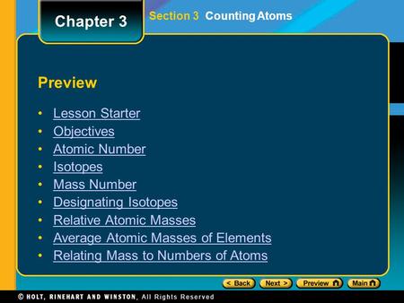 Chapter 3 Preview Lesson Starter Objectives Atomic Number Isotopes