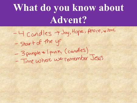 What do you know about Advent?. Bell Work What do you know about Advent?