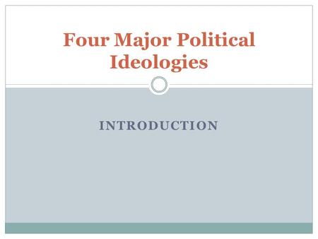 INTRODUCTION Four Major Political Ideologies.