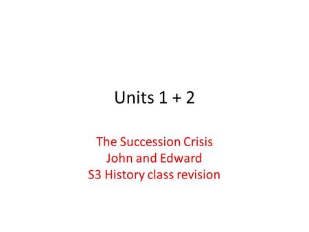 The Succession Crisis John and Edward S3 History class revision