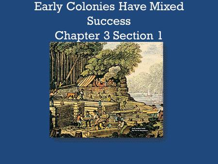 Early Colonies Have Mixed Success Chapter 3 Section 1.