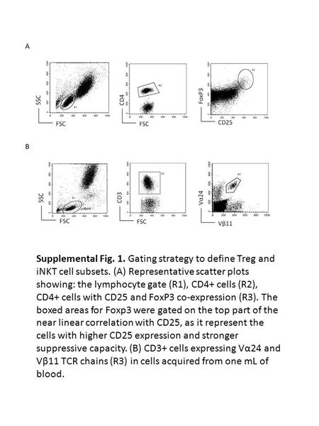 Supplemental Fig. 1. Gating strategy to define Treg and iNKT cell subsets. (A) Representative scatter plots showing: the lymphocyte gate (R1), CD4+ cells.