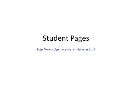 Student Pages