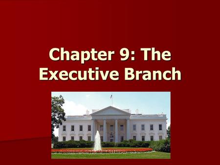 Chapter 9: The Executive Branch. Formal Qualifications for the President of the United States Must be at least 35 years old Must be at least 35 years.