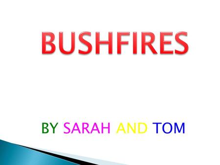 BY SARAH AND TOM.  Bushfires are frequent events during the hotter months of the year. Each year, such fires impact extensive areas.