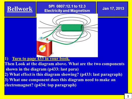 Bellwork Jan 17, 2013 1 1)Turn to page 433 in your book. Then Look at the diagram above. What are the two components shown in the diagram (p433: last para)