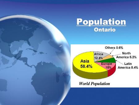 Population Ontario. Population The number of people inhabiting a certain region/area.
