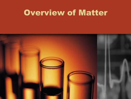 Overview of Matter. Matter Flowchart MATTER Can it be physically separated? Homogeneous Mixture (solution) Heterogeneous MixtureCompoundElement MIXTUREPURE.