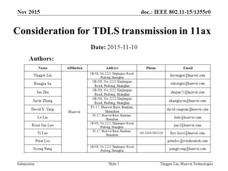Consideration for TDLS transmission in 11ax