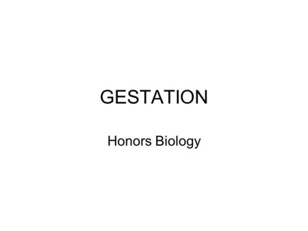GESTATION Honors Biology. Introduction Gestation is when sperm fertilizes an egg Results in a ZYGOTE How many chromosomes are in a zygote? In 9 months: