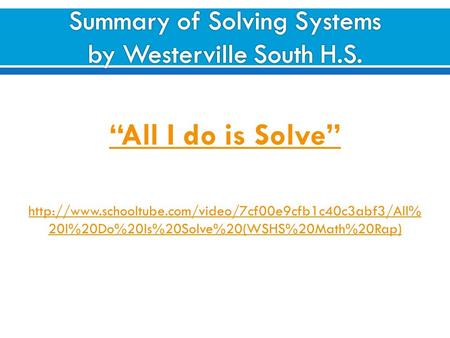 “All I do is Solve”  20I%20Do%20Is%20Solve%20(WSHS%20Math%20Rap)