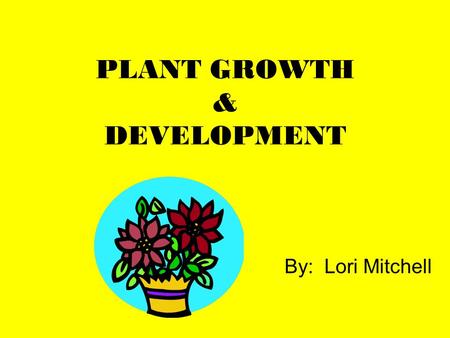 PLANT GROWTH & DEVELOPMENT By: Lori Mitchell. To Know a Plant, Grow a Plant Plant a seed In the mind and with the hand Use the five senses To engage and.
