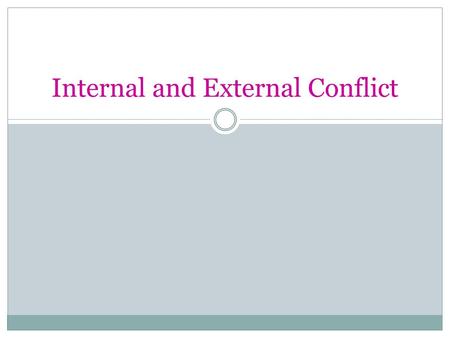 Internal and External Conflict. What is Conflict? A conflict is a struggle between opposing forces. There are two main kinds of conflict in stories: internal.