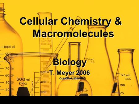 Cellular Chemistry & Macromolecules Biology T. Meyer 2006 October 9, 2006.