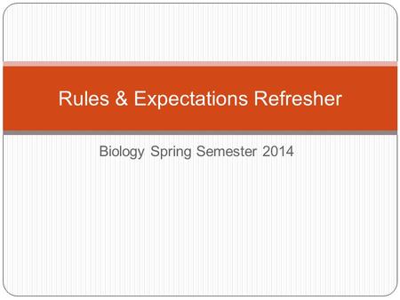 Biology Spring Semester 2014 Rules & Expectations Refresher.