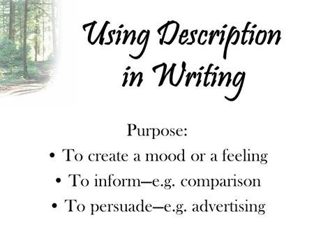 Using Description in Writing