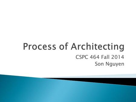 CSPC 464 Fall 2014 Son Nguyen. 1. The Process of Software Architecting, Peter Eeles, Peter Cripss 2. Software Architecture for Developers, Simon Brown.