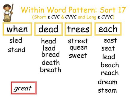 Within Word Pattern: Sort 17 (Short e CVC & CVVC and Long e CVVC)