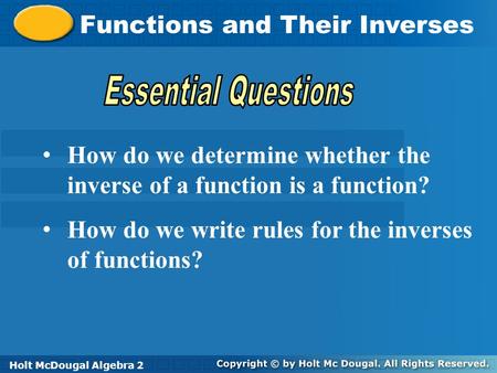 Functions and Their Inverses
