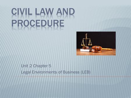 Unit 2 Chapter 5 Legal Environments of Business (LEB)