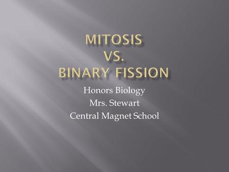 Honors Biology Mrs. Stewart Central Magnet School.