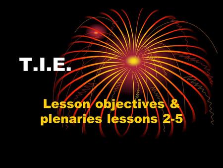 T.I.E. Lesson objectives & plenaries lessons 2-5.