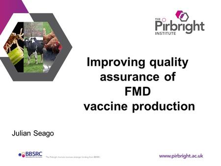 Julian Seago Improving quality assurance of FMD vaccine production.