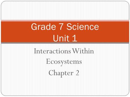 Interactions Within Ecosystems Chapter 2