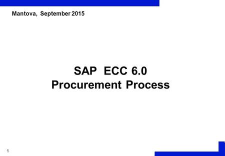 SAP ECC 6.0 Procurement Process