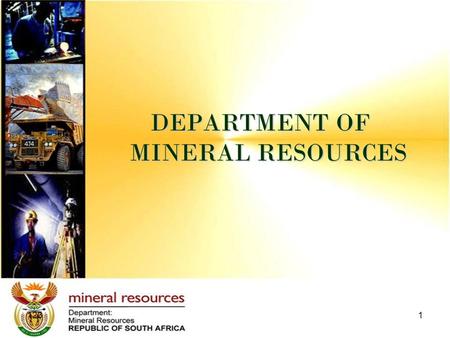 1231 DEPARTMENT OF MINERAL RESOURCES 1232 MINING CHARTER.