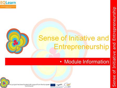 Sense of Initiative and Entrepreneurship This project has been funded with support from the European Commission. Module Information Sense of Initiative.