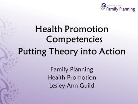 Health Promotion Competencies