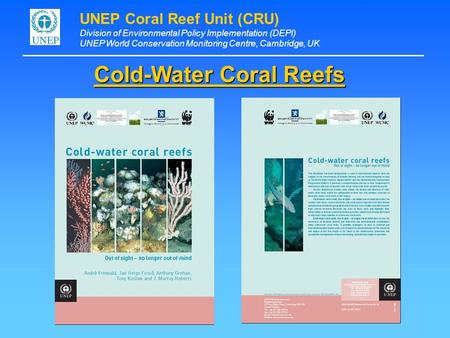 Cold-Water Coral Reefs UNEP Coral Reef Unit (CRU) Division of Environmental Policy Implementation (DEPI) UNEP World Conservation Monitoring Centre, Cambridge,