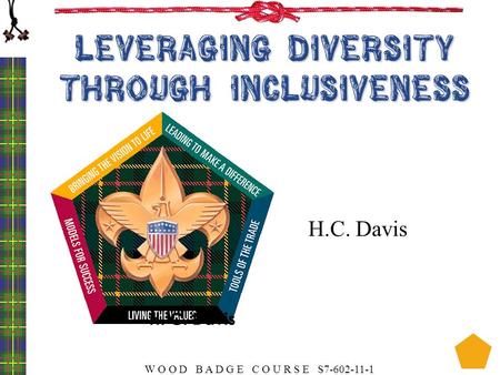 W O O D B A D G E C O U R S E S7-602-11-1 Leveraging Diversity Through Inclusiveness H. C. Davis.