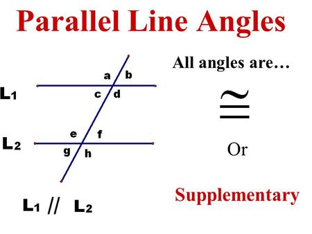 Parallel Line Angles Or Supplementary All angles are…