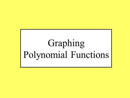 Graphing Polynomial Functions. Finding the End Behavior of a function Degree Leading Coefficient Graph Comparison End Behavior As x  – , Rise right.