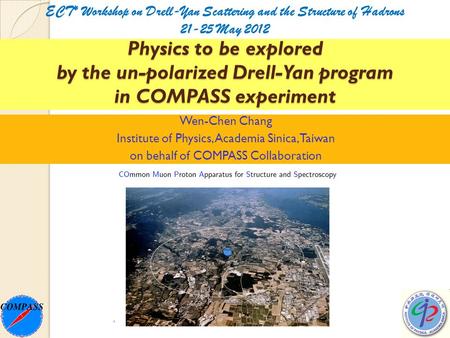 Physics to be explored by the un-polarized Drell-Yan program in COMPASS experiment Wen-Chen Chang Institute of Physics, Academia Sinica, Taiwan on behalf.