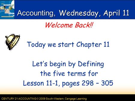 Accounting, Wednesday, April 11