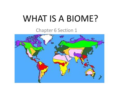 WHAT IS A BIOME? Chapter 6 Section 1. What is a Biome? A biome is a large region characterized by a specific type of climate and certain types of plants.
