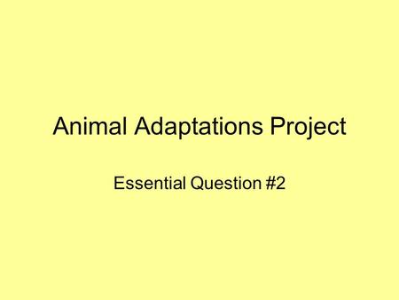 Animal Adaptations Project Essential Question #2.