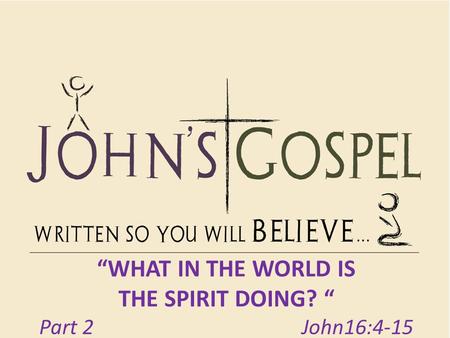 “WHAT IN THE WORLD IS THE SPIRIT DOING? “ Part 2 John16:4-15.