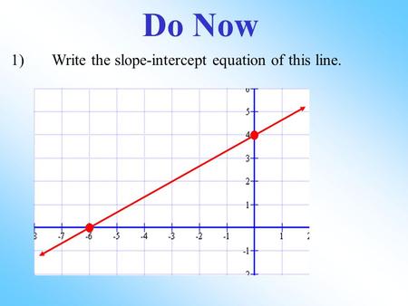 Do Now 1)Write the slope-intercept equation of this line.