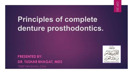 Principles of complete denture prosthodontics.