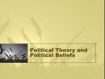 Political Theory and Political Beliefs. Political Behavior of the Individual “Micropolitics” The political ideologies, beliefs, and actions of an individual.